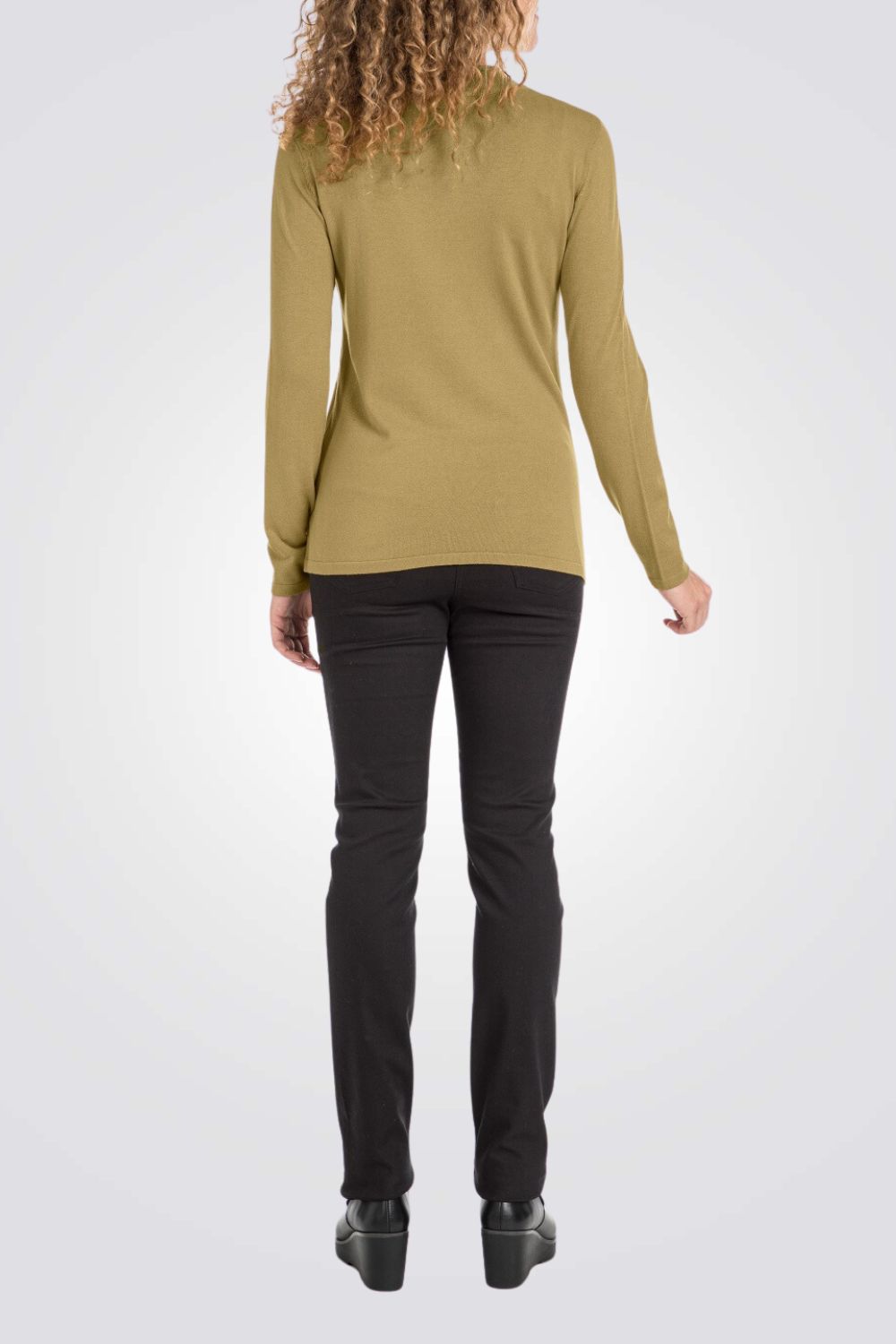 סריג בייסיק צווארון גבוה ירוק