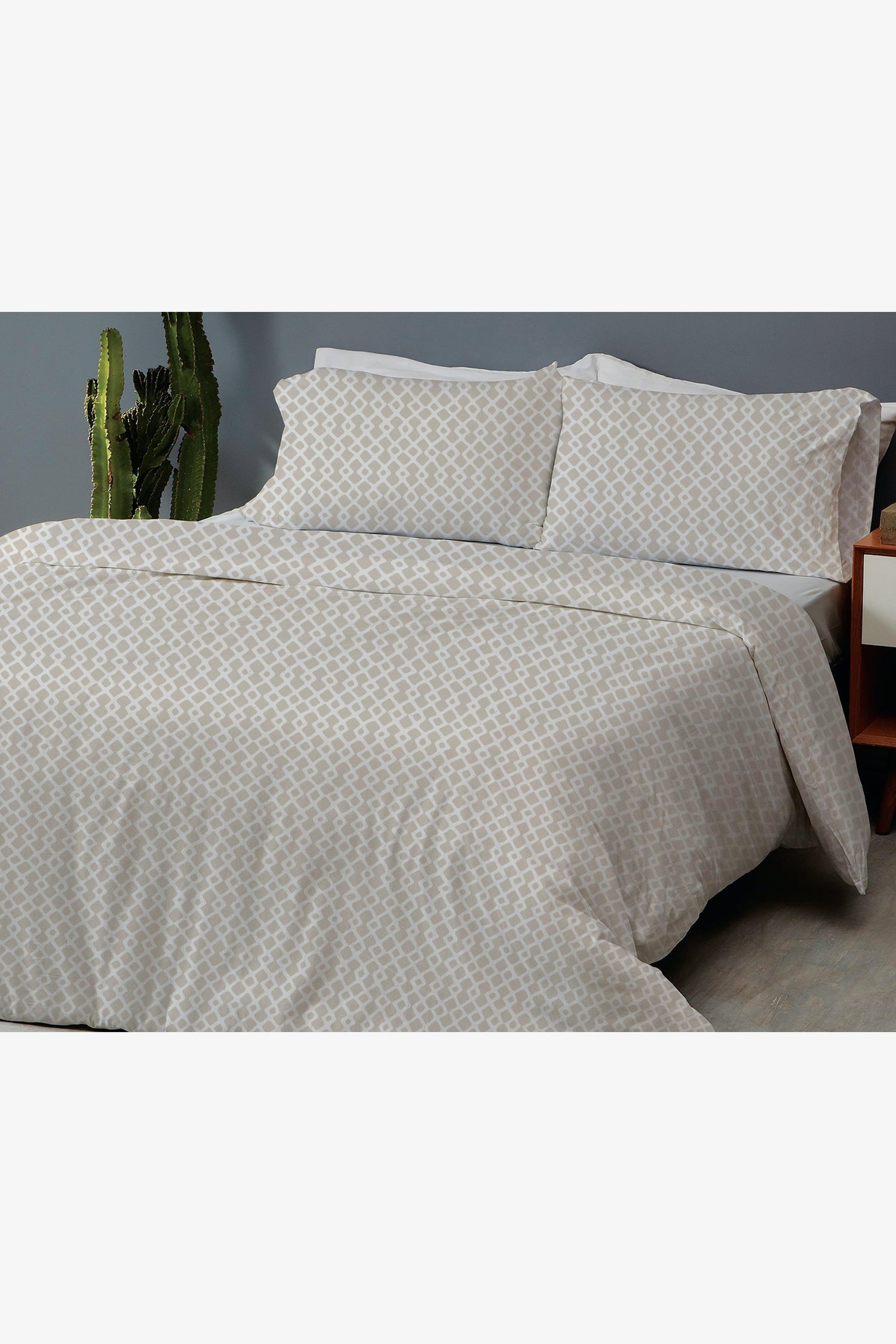 סט מצעים מיטה וחצי 120/200 ס"מ דגם SHON בגוון בז