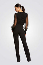 חולצת בשילוב תחרה בצבע שחור