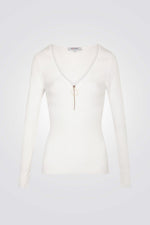 סריג דק צווארון בשילוב רוכסן אופוויט