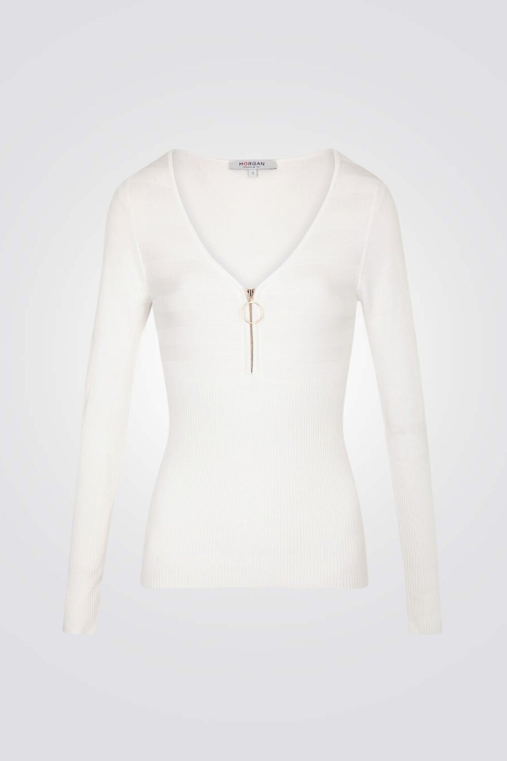 סריג דק צווארון בשילוב רוכסן אופוויט