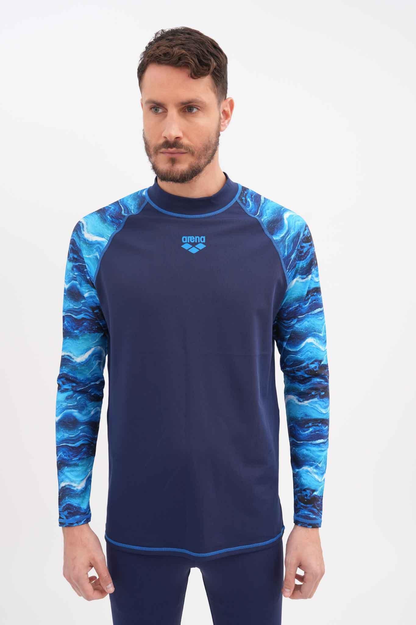 חולצת שחייה שרוול ארוך לגבר בצבע כחול - MASHBIR//365
