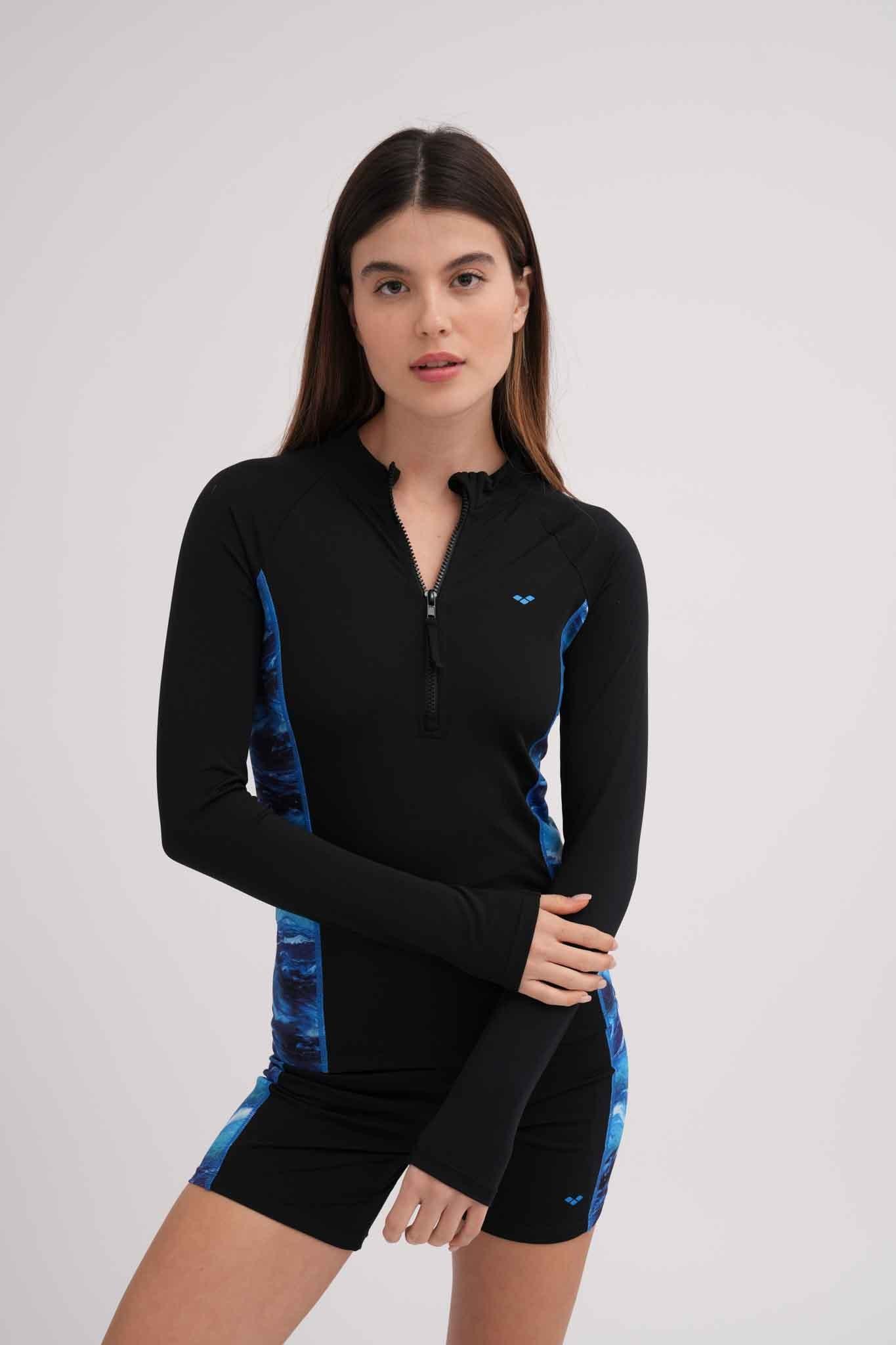 חולצת שחייה שרוול ארוך לנשים בצבע שחור - MASHBIR//365