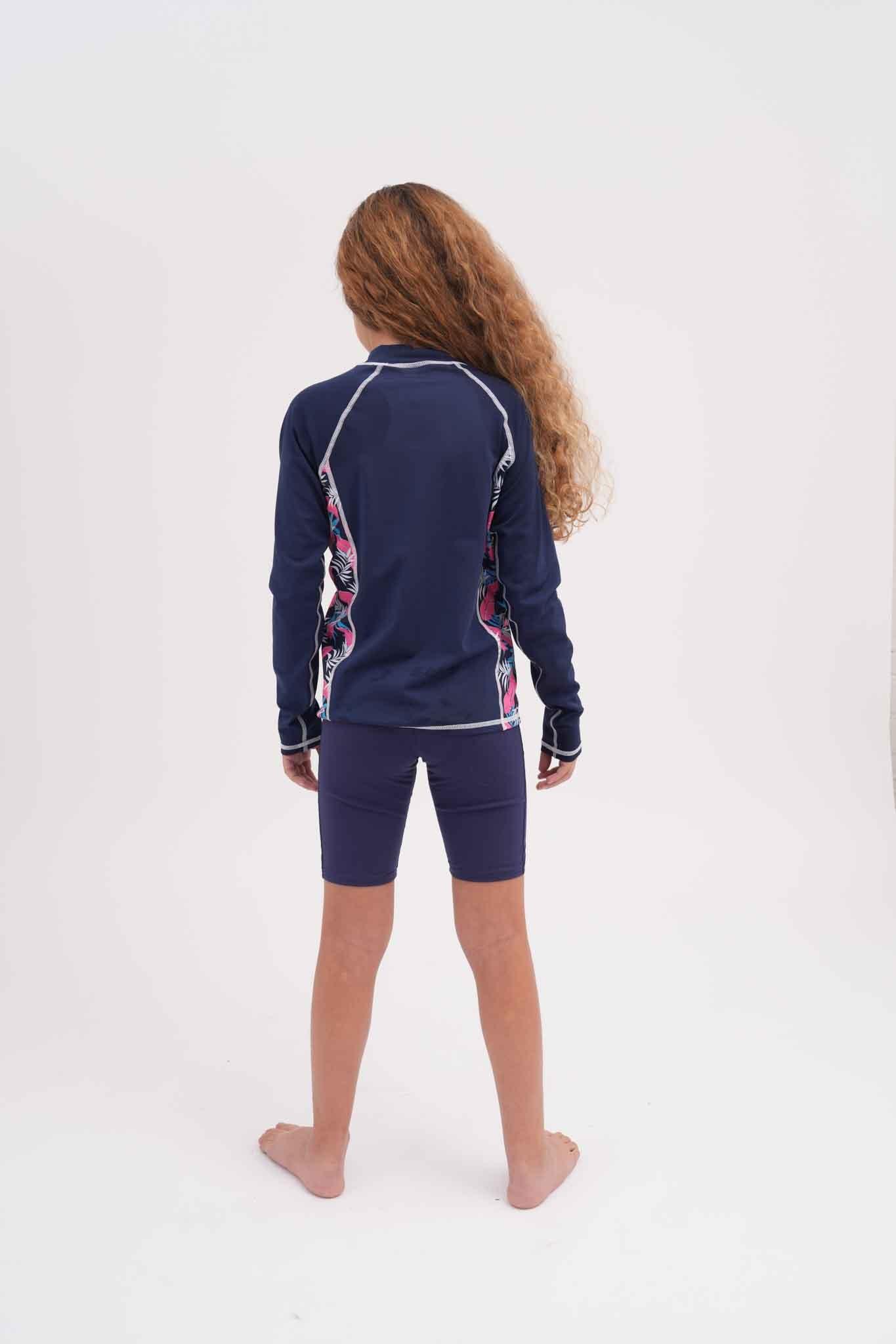 חולצת שחייה לילדות בצבע כחול וורוד - MASHBIR//365