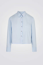 חולצה מכופתרת צווארון מעוטר כחול בהיר