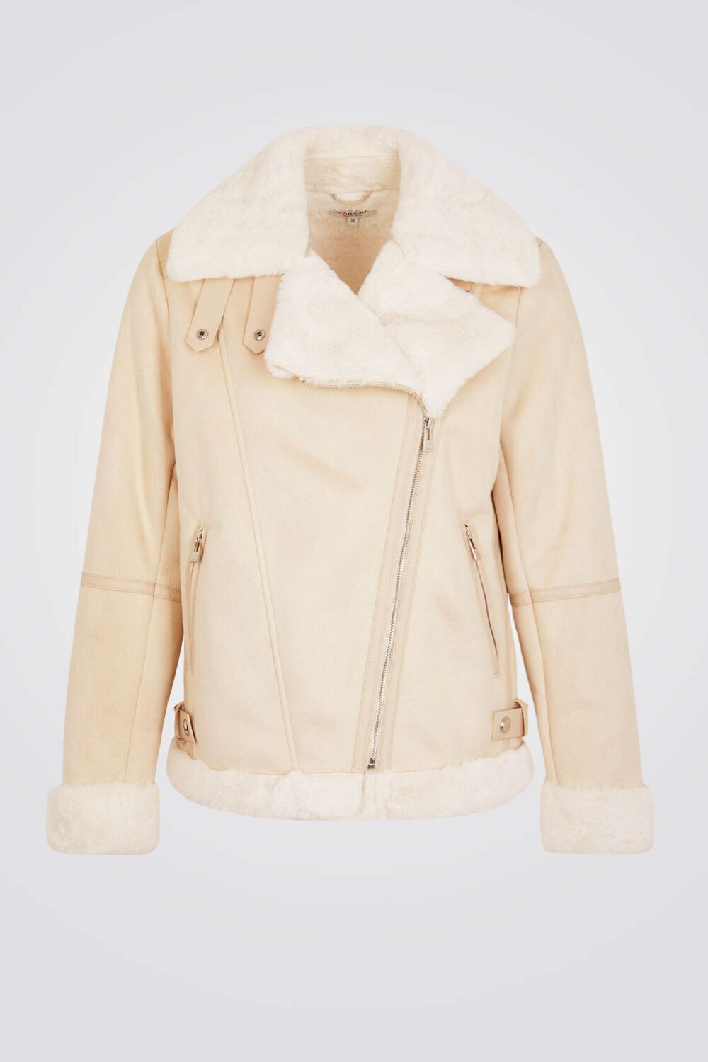 מעיל במראה זמש בצבע בז'