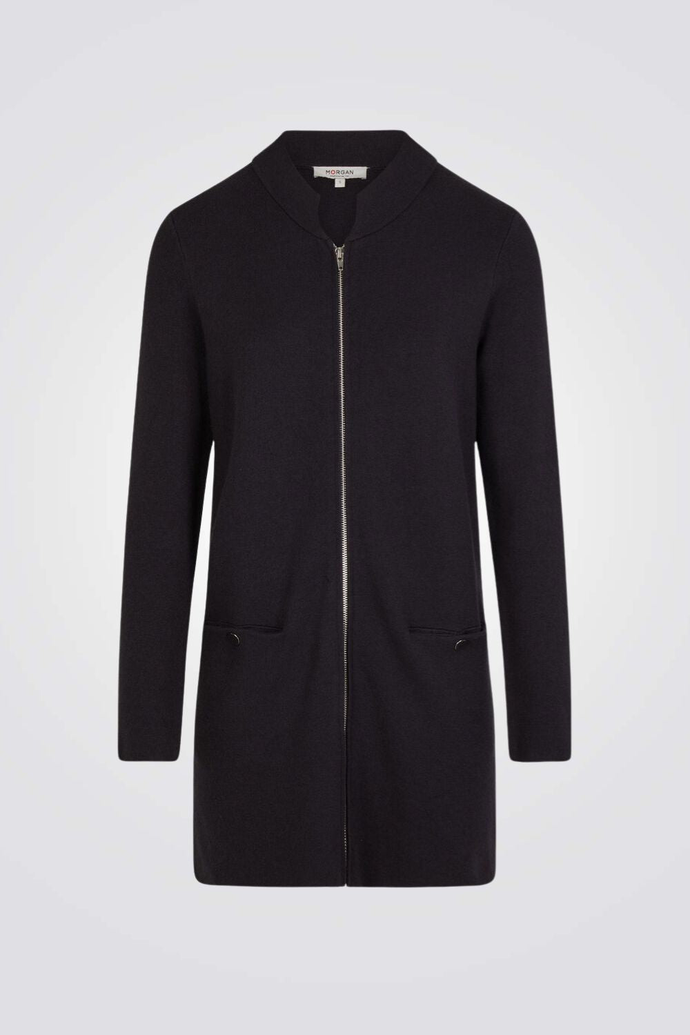 קרדיגן ארוך חלק בצבע אפור