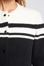 קרדיגן סריג בצבע שחור/לבן