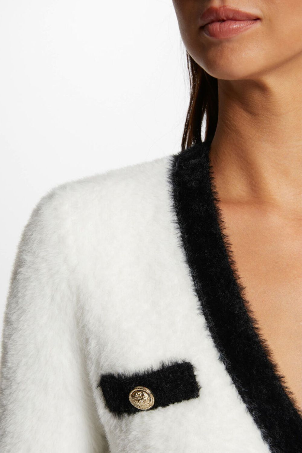 קרדיגן סריג רך בצבע לבן