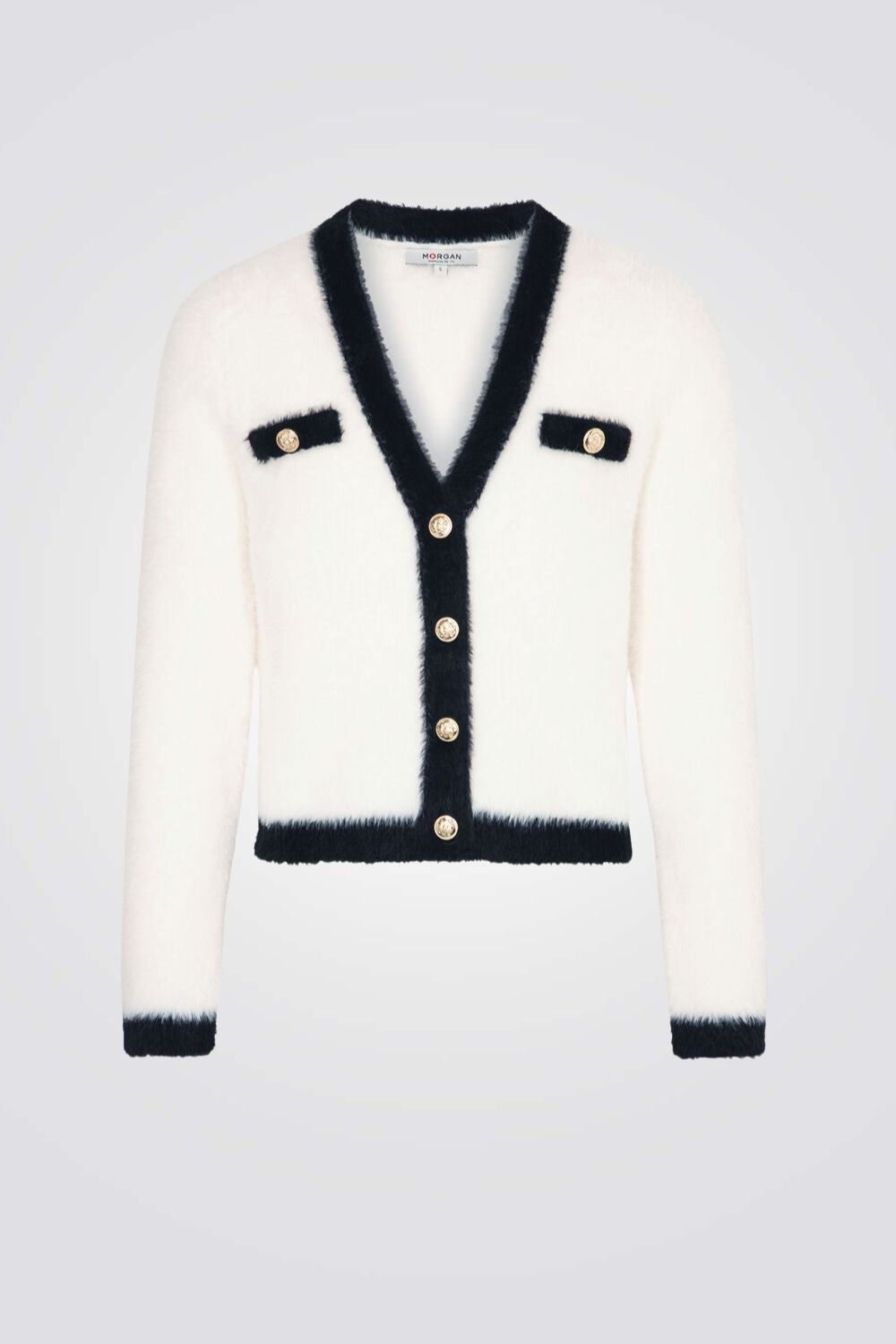 קרדיגן סריג רך בצבע לבן