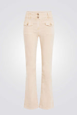 מכנסיים ארוכים קטיפה בצבע בז'