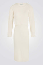 שמלת סריג מידי בצבע שמנת