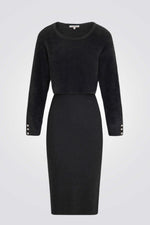 שמלת סריג מידי בצבע אפור כהה