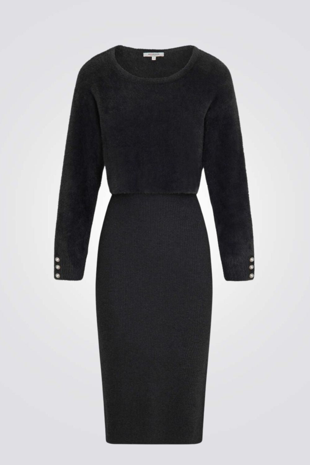 שמלת סריג מידי בצבע אפור כהה