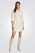 שמלת אריג קצרה בצבע קרם