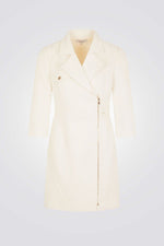 שמלת אריג קצרה בצבע קרם