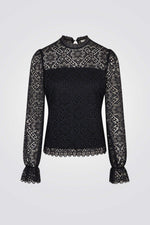 חולצת תחרה שרוול ארוך בצבע נייבי