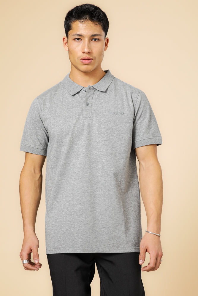 חולצה פולו פיקה בייסיק בצבע אפור