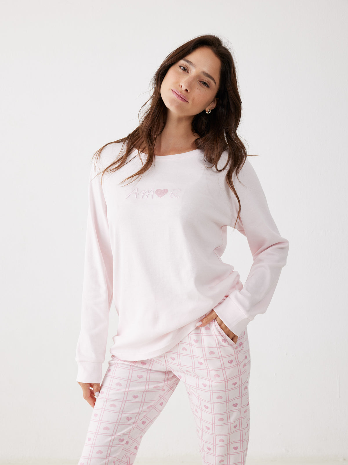 פיג'מה ארוכה לבבות לנשים | בוניטה דה מאס