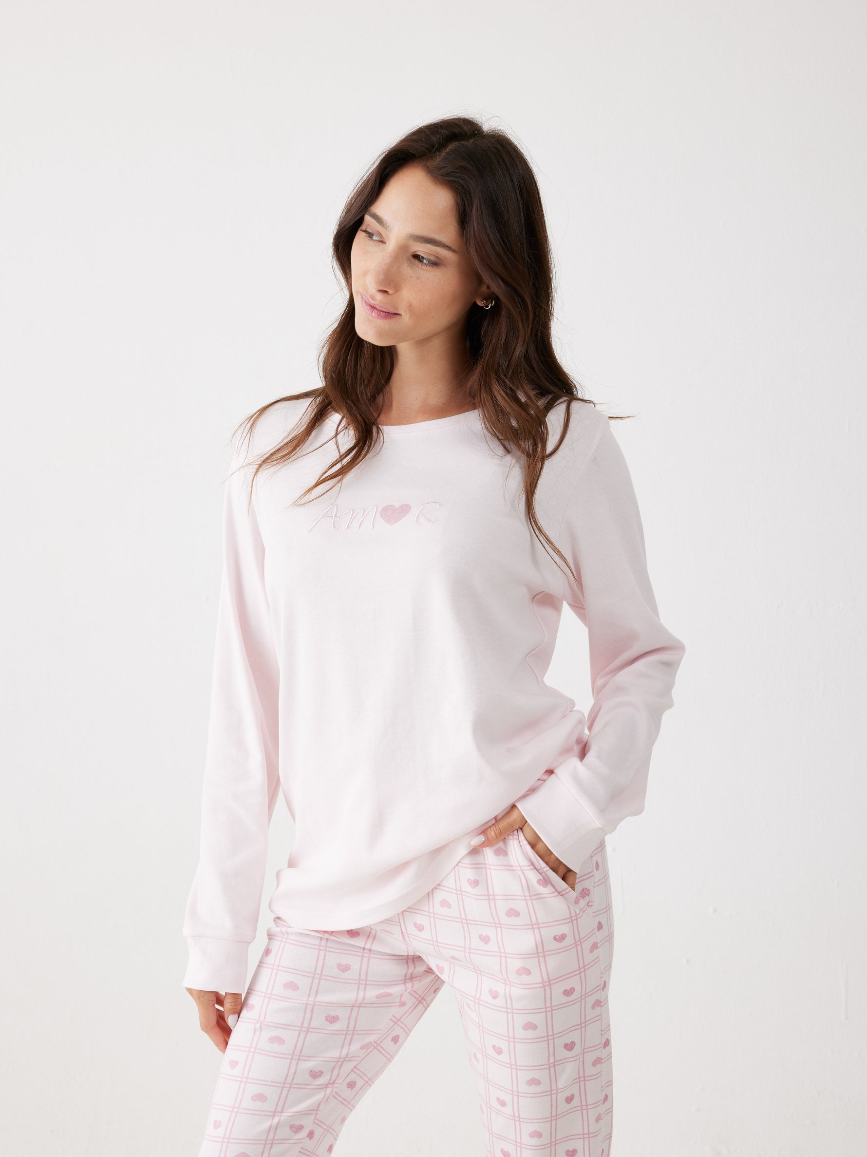 פיג'מה ארוכה לבבות לנשים | בוניטה דה מאס