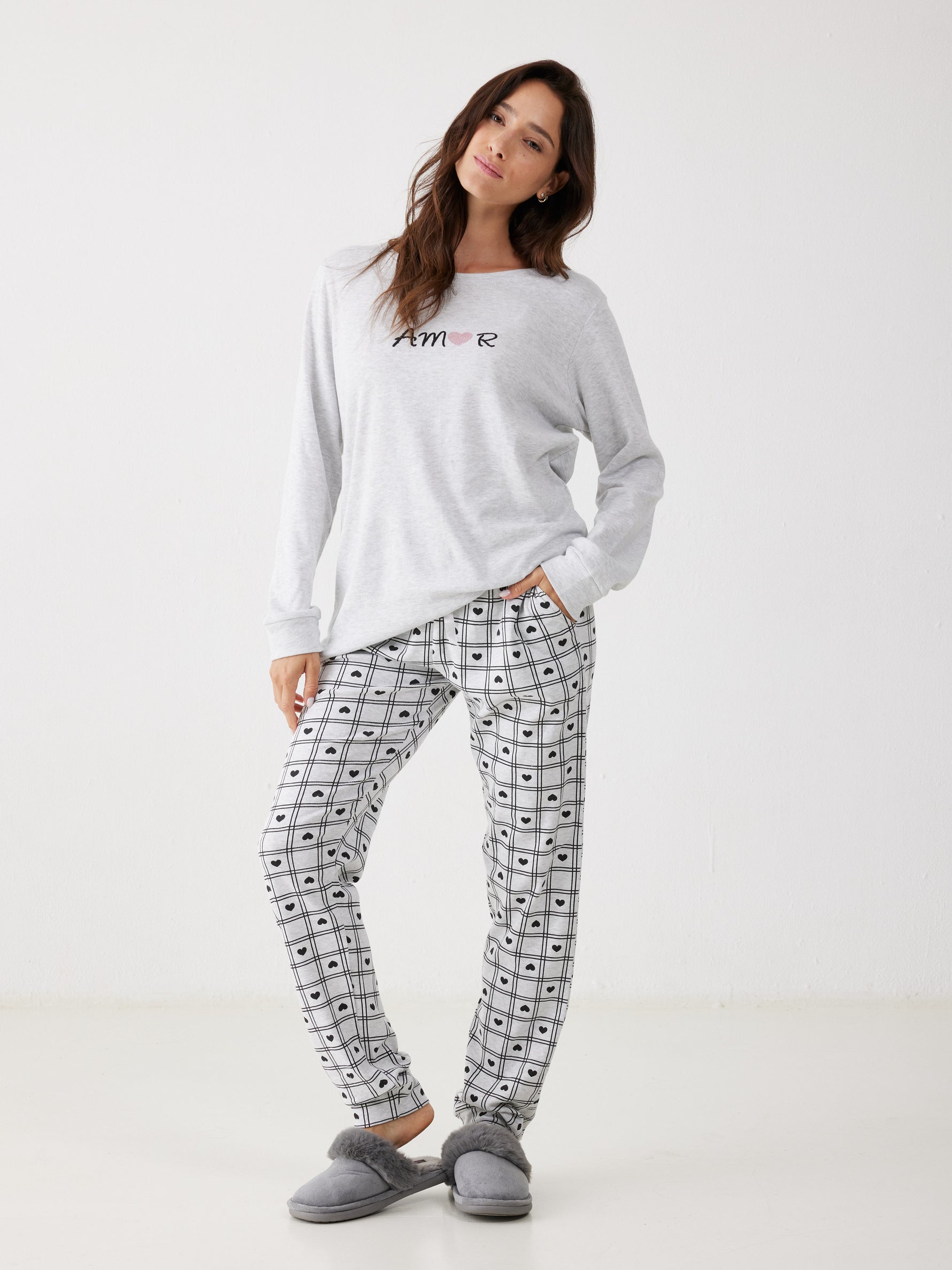 פיג'מה ארוכה לבבות לנשים | בוניטה דה מאס