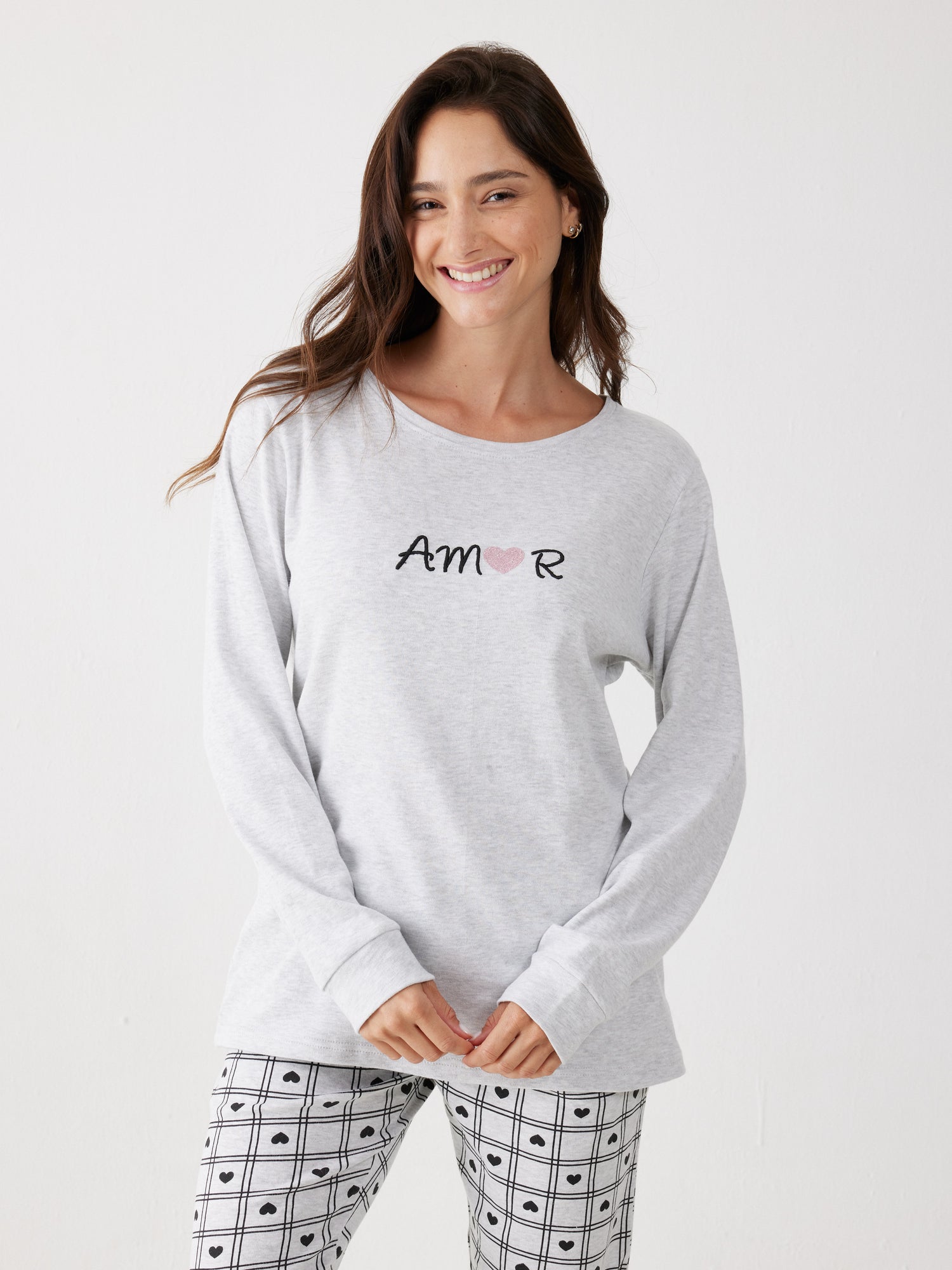 פיג'מה ארוכה לבבות לנשים | בוניטה דה מאס
