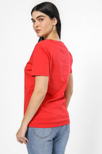 טישירט ניקי צווארון קונטרסטי בצבע אדום