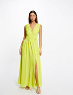 שמלת מקסי עם שסע בצבע צהוב - MASHBIR//365