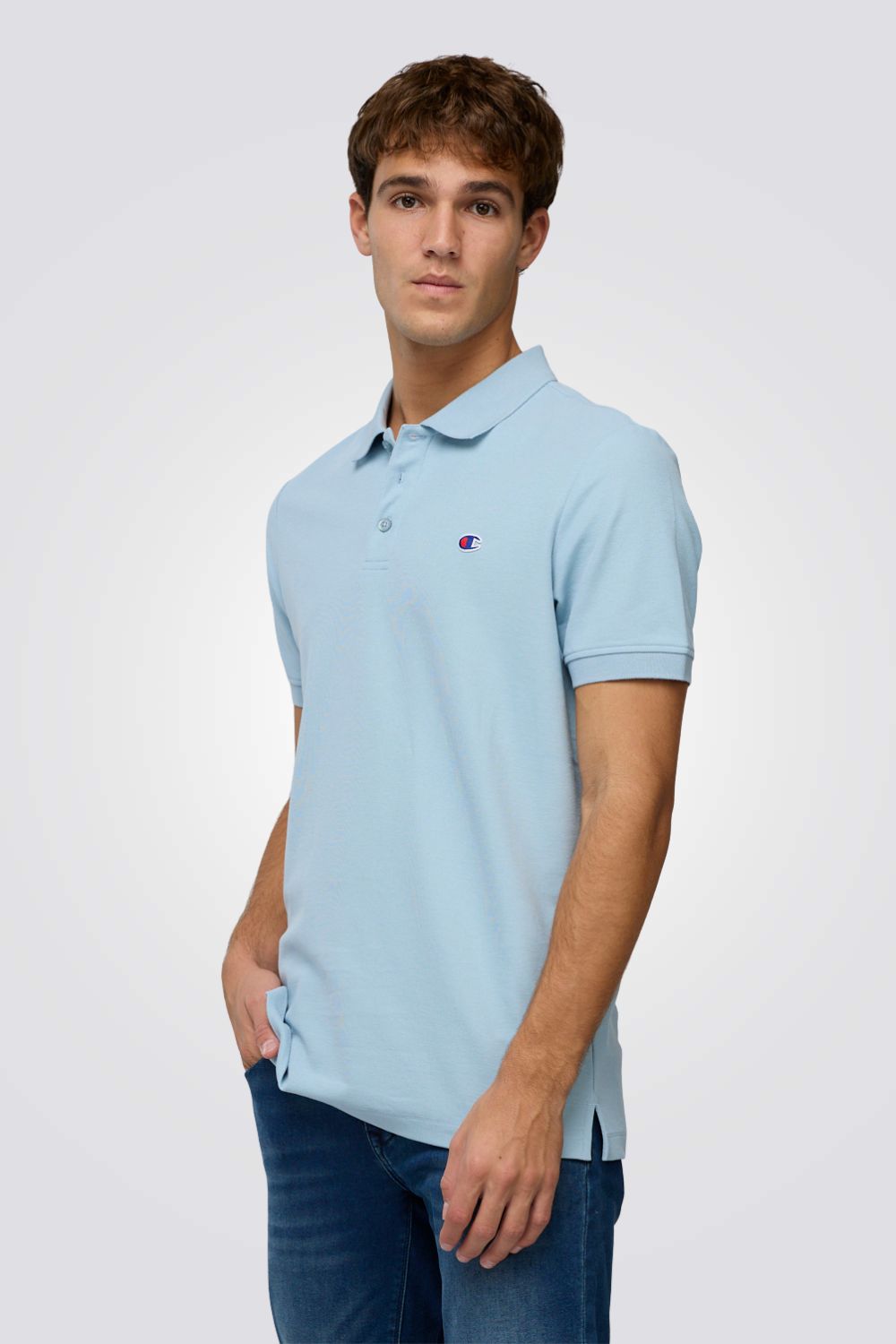 חולצת פולו בצבע תכלת עם לוגו | צ'מפיון 