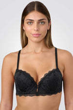 חזיית פוש אפ תחרה בצבע שחור