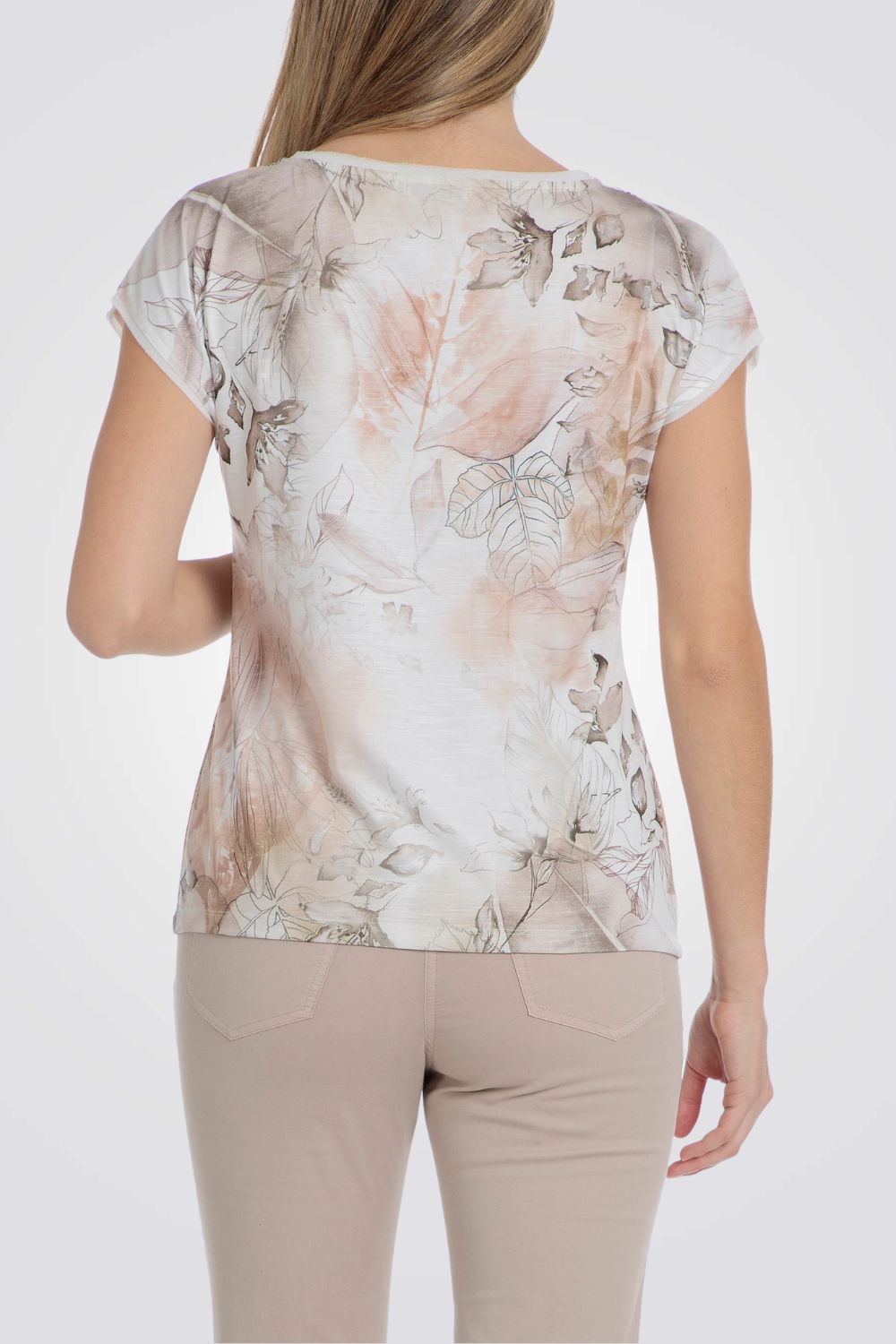 טישירט הדפס פרחוני עם דיטיילס רקומים