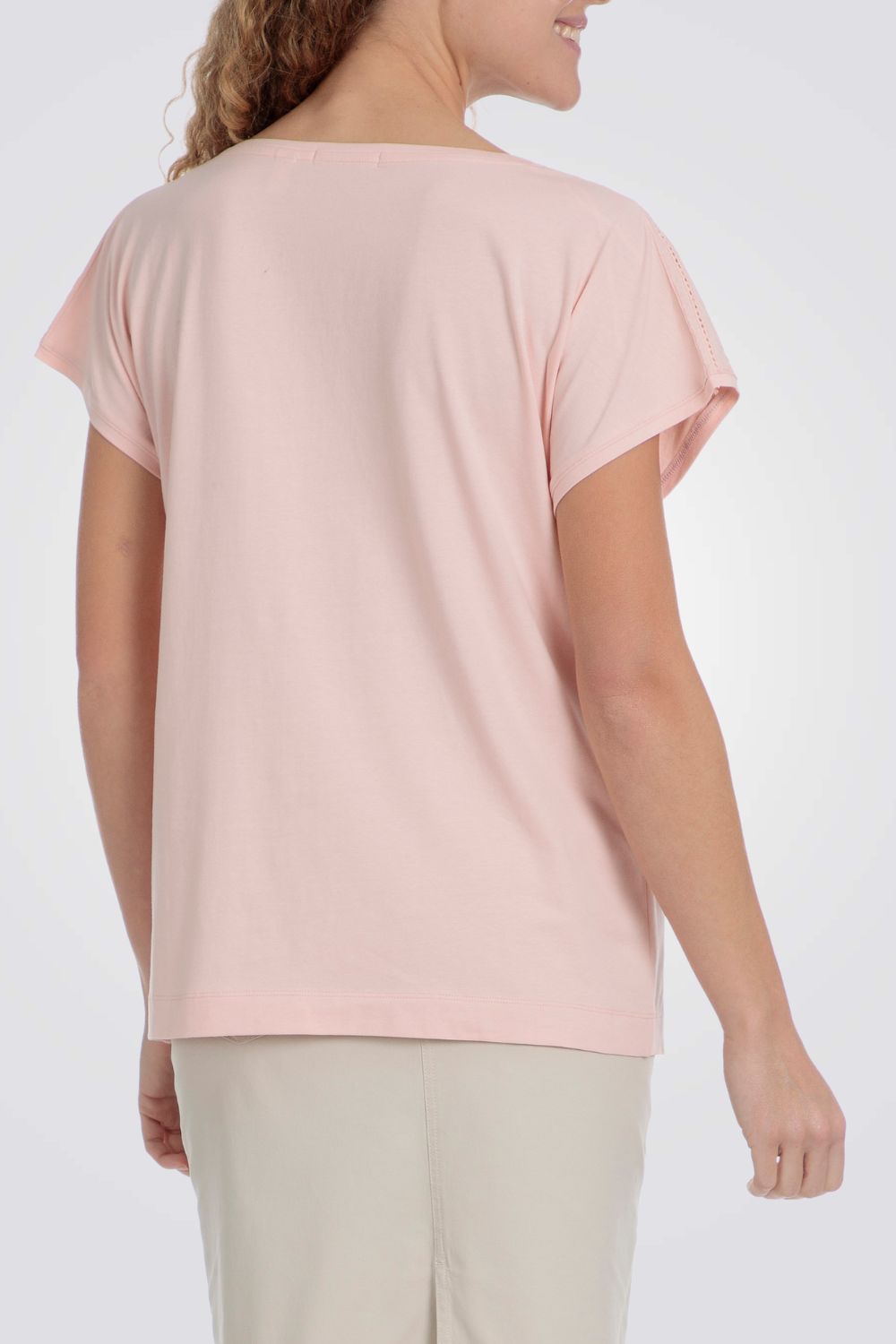 טישירט שרוולים עם עיטורים בצבע ורוד