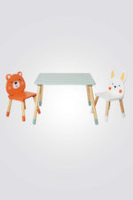 סט שולחן ו-2 כסאות לילדים מעץ | היליס 