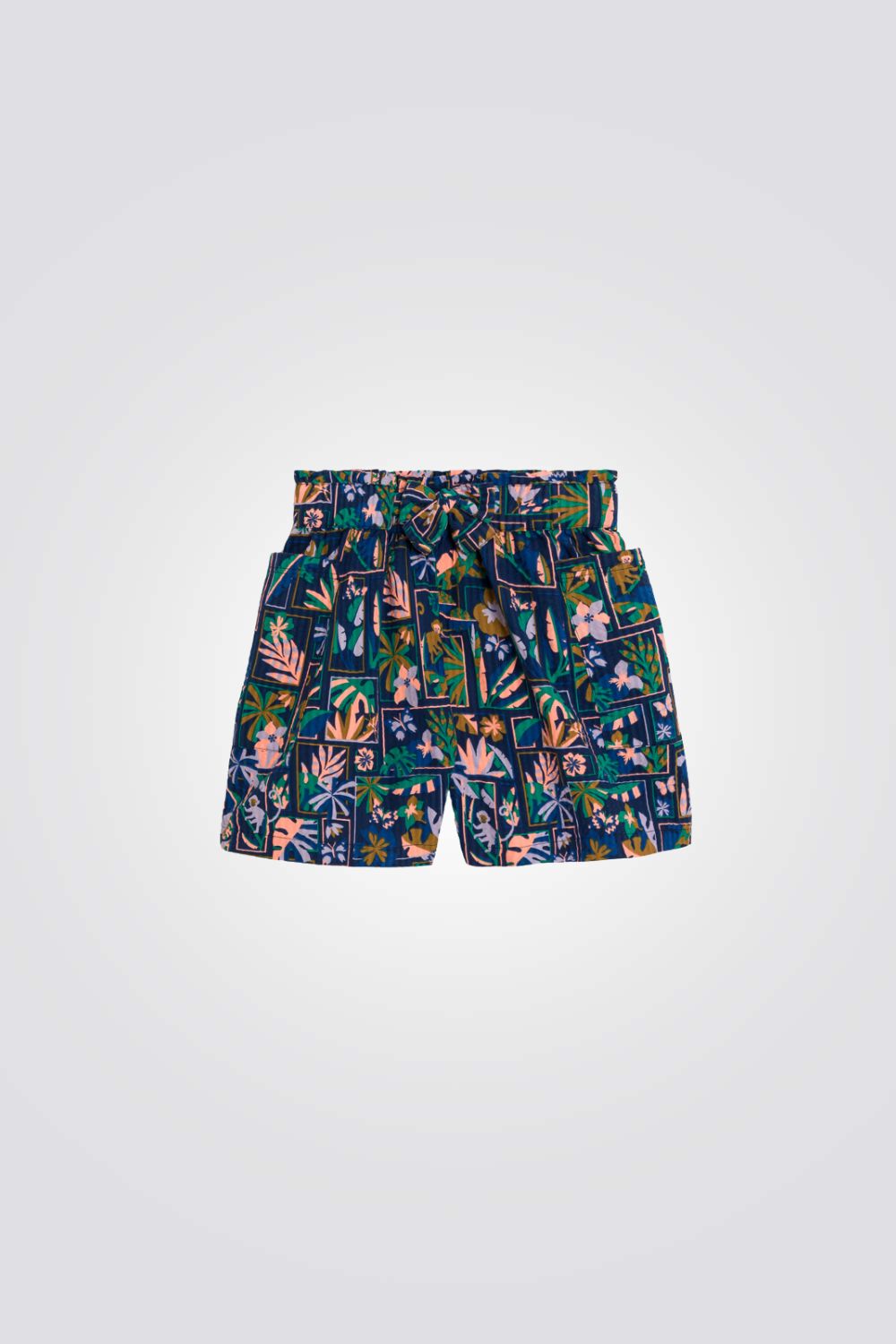 מכנסיים קצרים לילדות בצבע כחול עם הדפס 