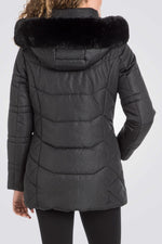 מעיל מרופד עם הדפס בצבע שחור