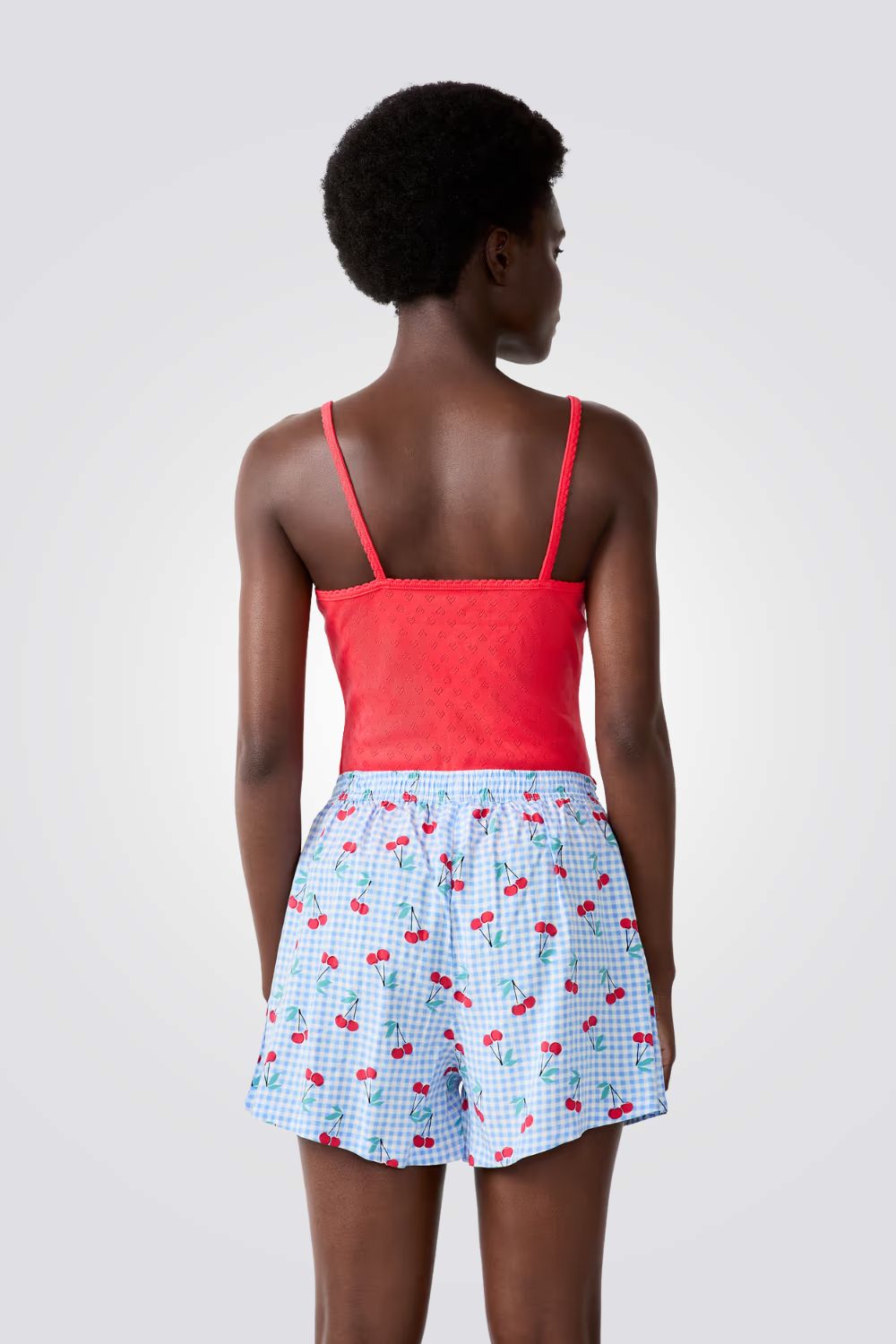 מכנסי פיג'מה קצרים בהדפס משבצות עם דובדבנים | איתם