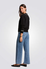 חולצת סריג עם צווארון פתוח לנשים| מורגן 
