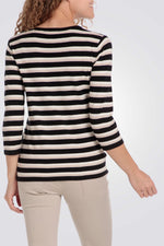 טישירט פסים שרוולי שלושת רבעי