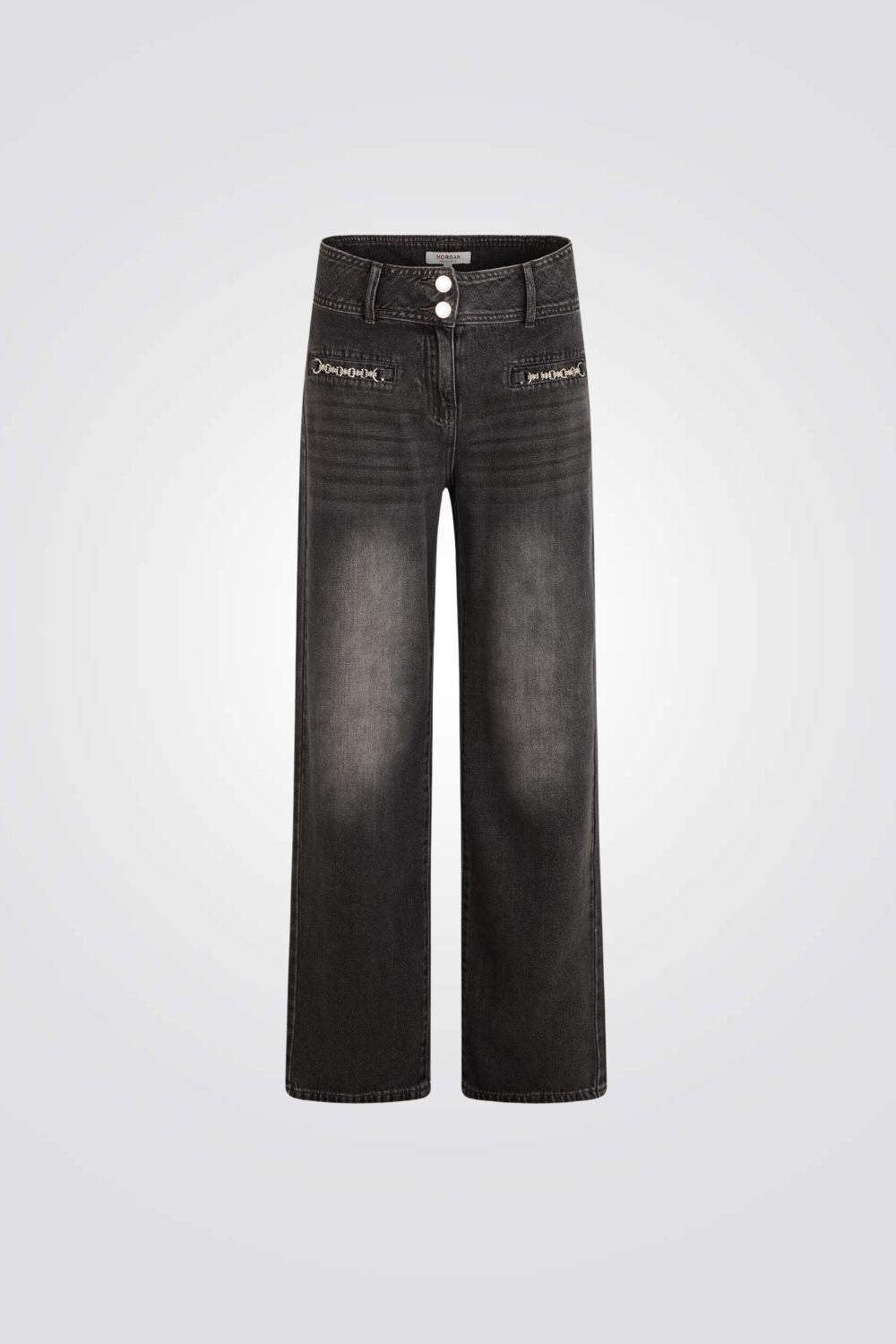 מכנסי ג'ינס רחבים בצבע אפור כהה