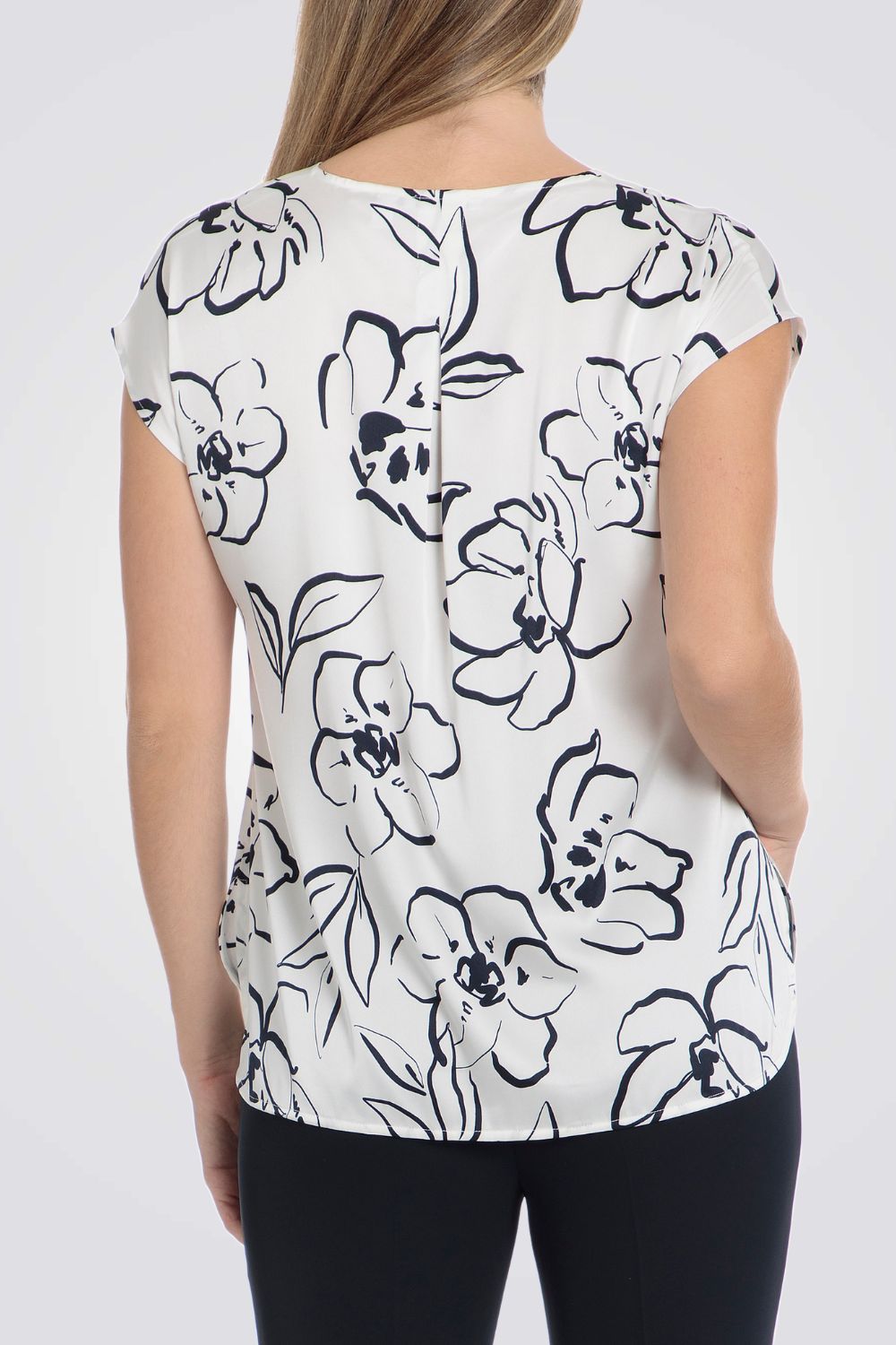 חולצה הדפס פרחים בצבע לבן/נייבי