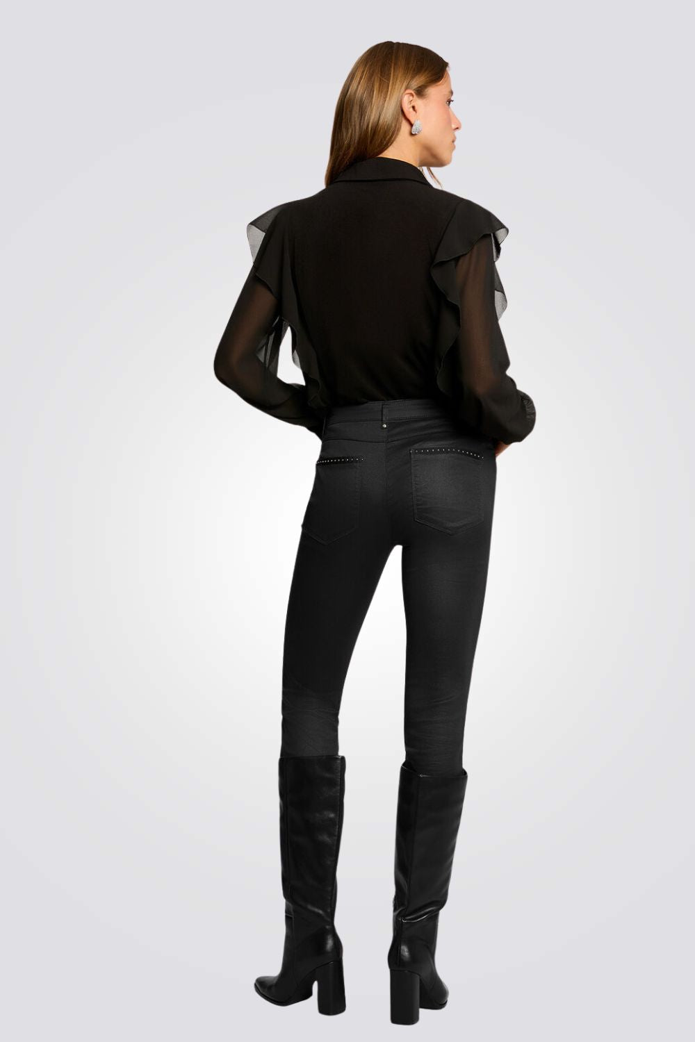 מכנסיים צמודים בגימור דמוי עור מחוספס | מורגן 