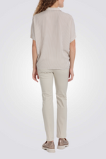 חולצת פסים קצרה בגוון בז'