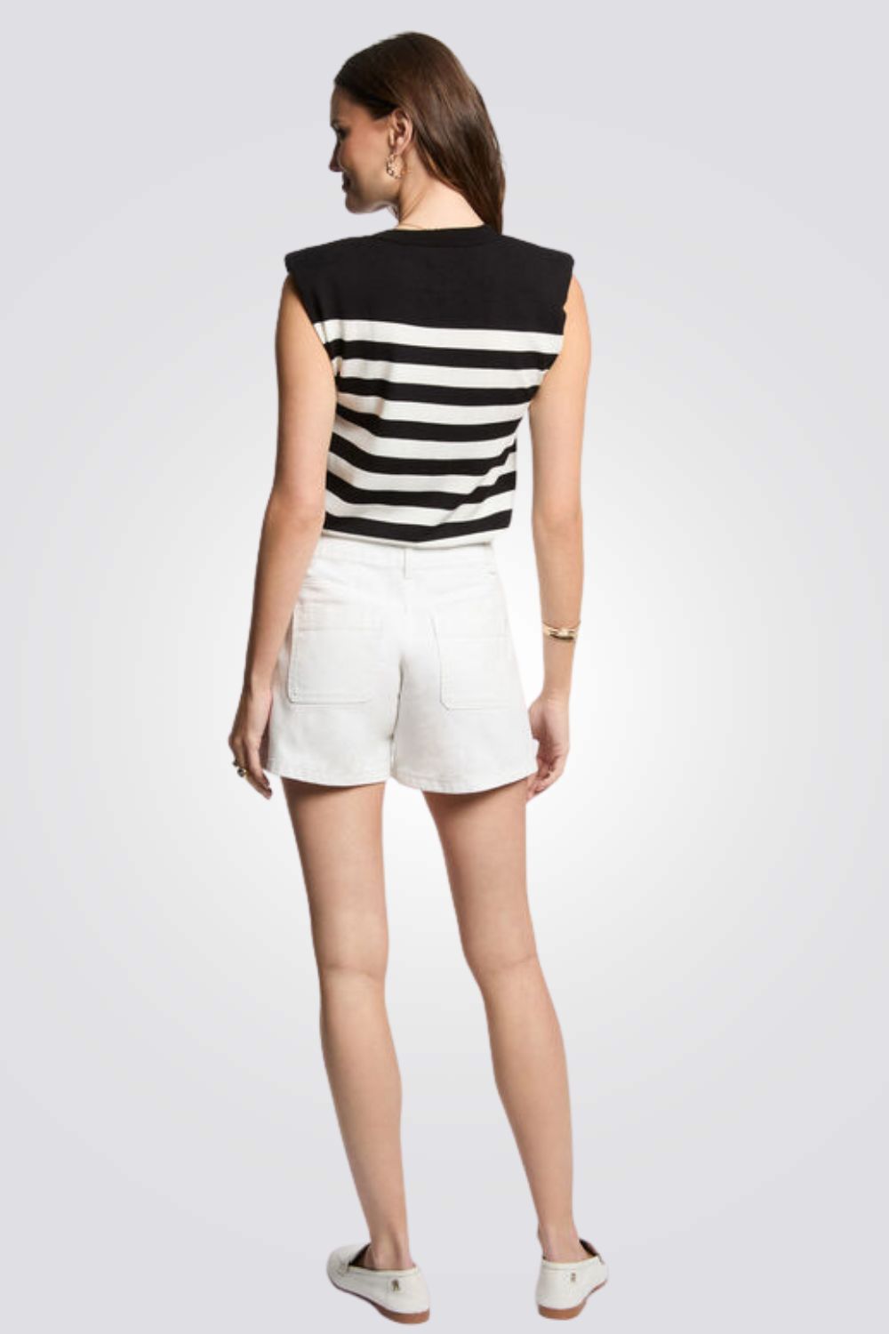 חולצת סריג קצרה לנשים עם פסים| מורגן
