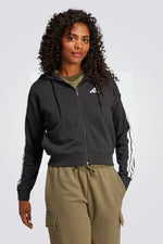 סווטשירט עם קפוצ'ון לנשים בצבע שחור