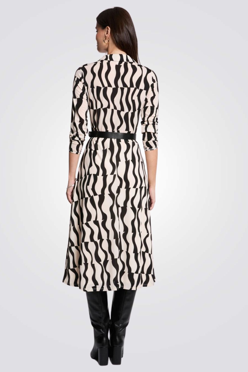 שמלת מידי ישרה הדפס גיאומטרי