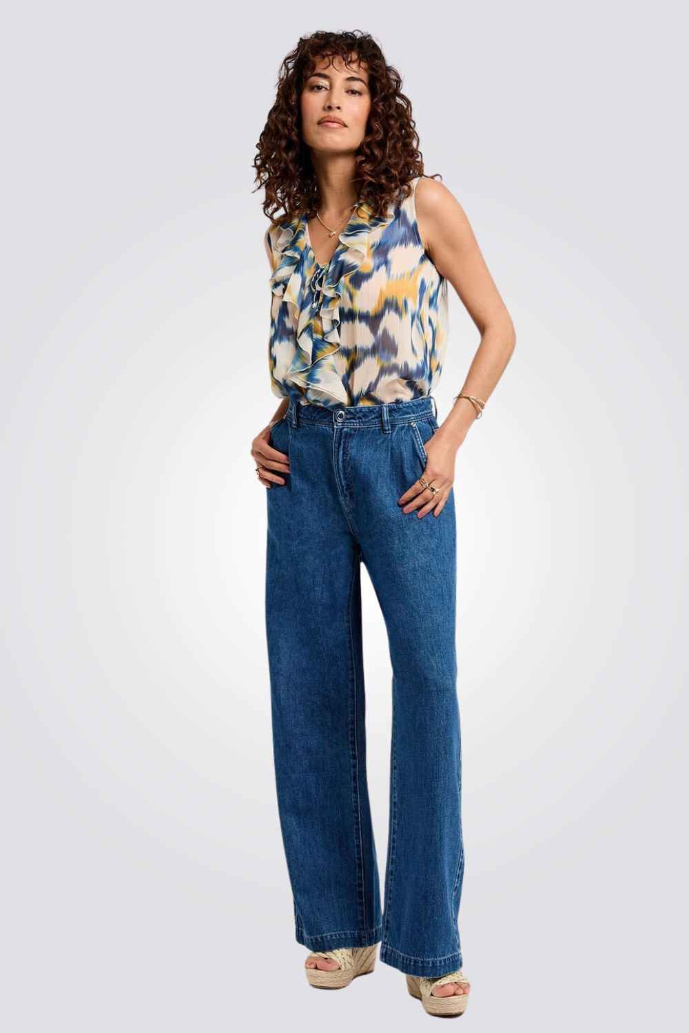 ג'ינס רחב לנשים בצבע כחול | מורגן