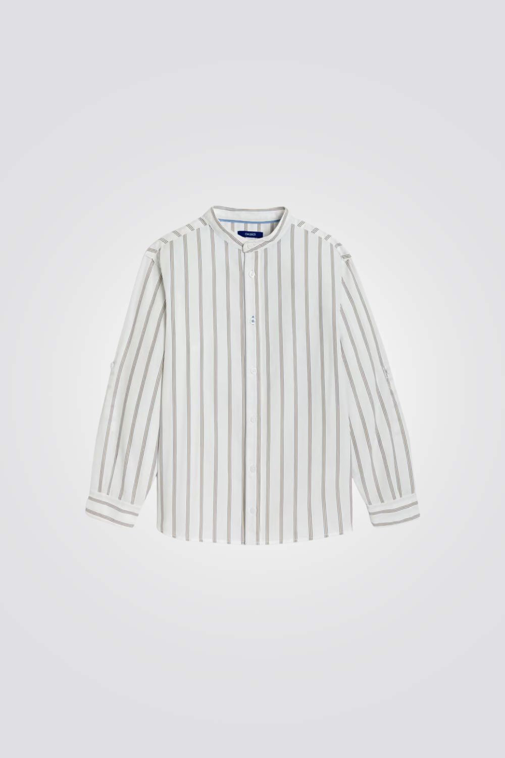 חולצה מכופתרת לילדים בצבע לבן עם פסים