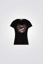 טישירט הדפס בחזית ROCK & ROLL