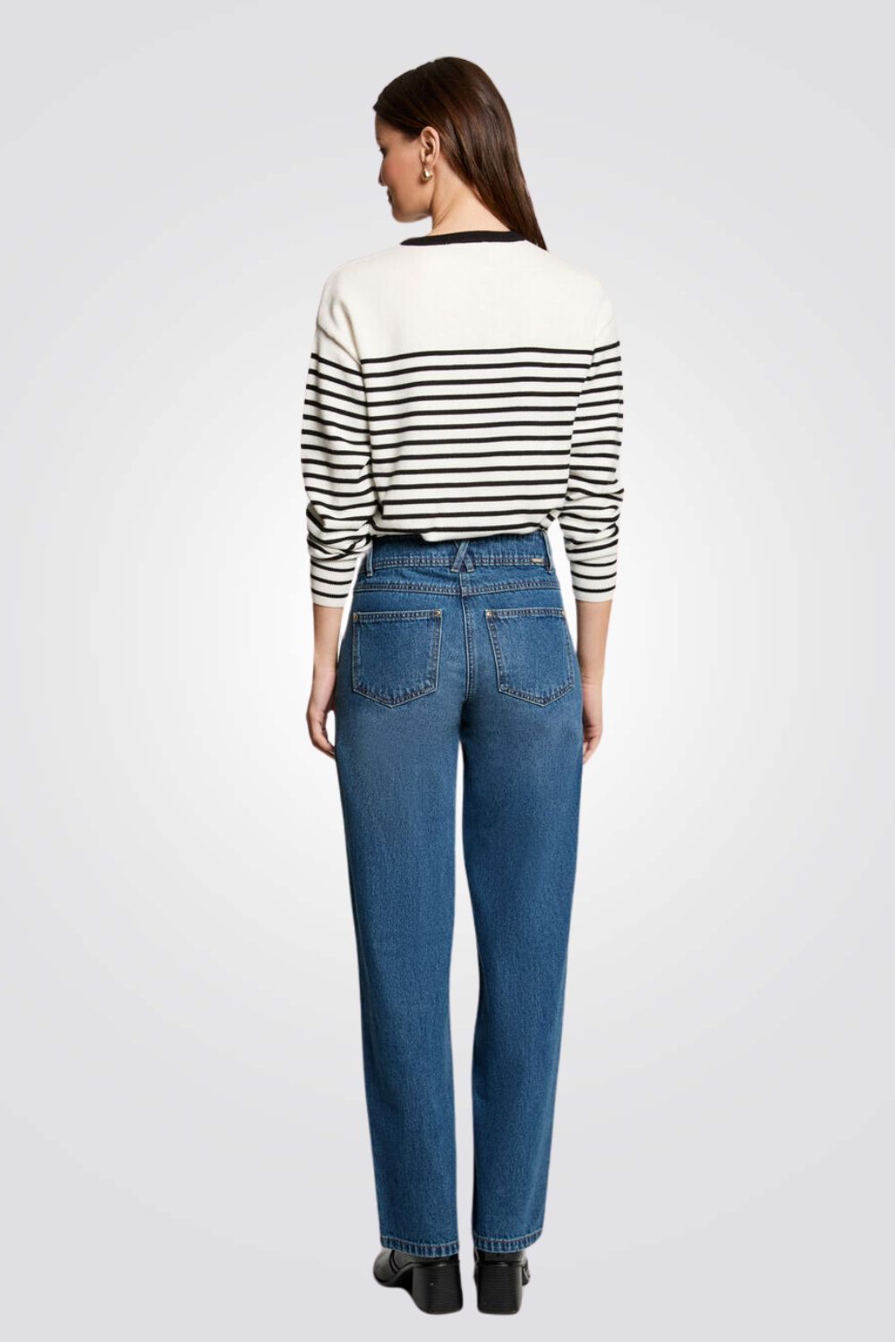 סריג בהדפס פסים לבן/שחור