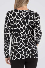 סריג ג'רסי עם הדפס שחור/לבן